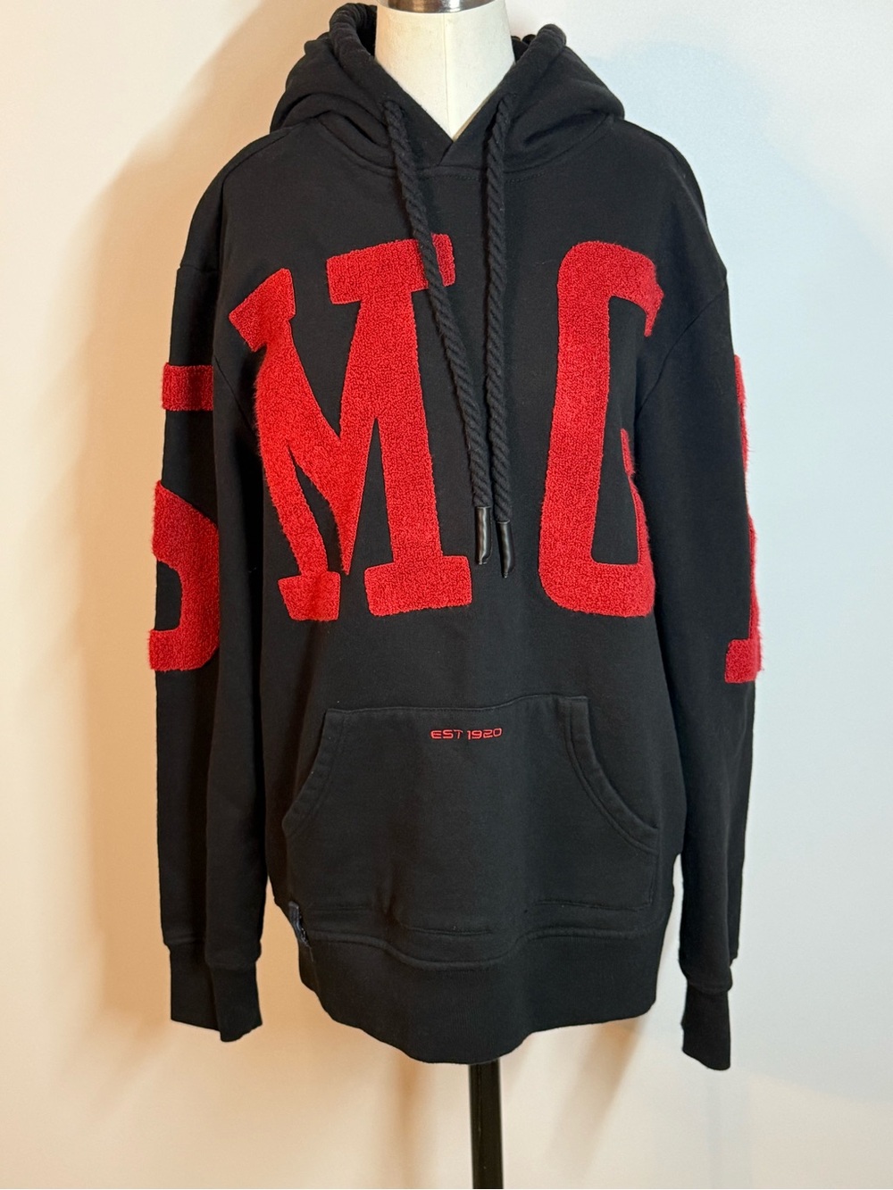 Smugglers Moon Black with Red Chenille Lettering